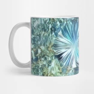 Etched glass dreamy cobalt blue flowers Mug